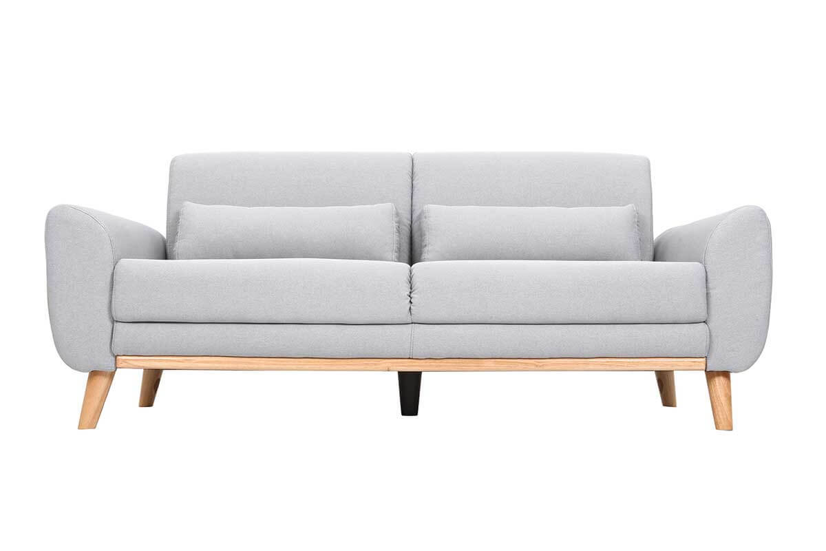 Design-Sofa 3 Pltze Stoff Hellgrau Eichenbeine EKTOR