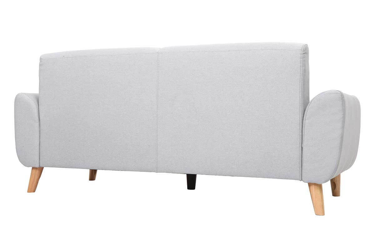 Design-Sofa 3 Pltze Stoff Hellgrau Eichenbeine EKTOR