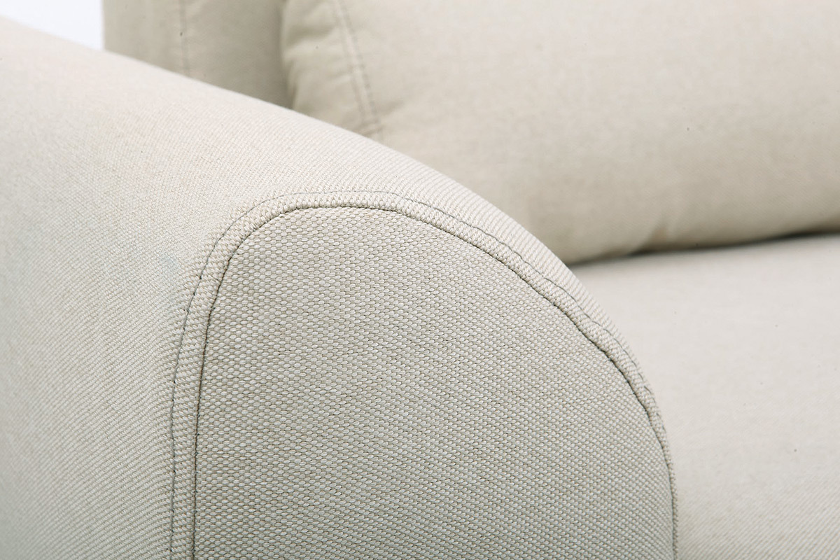 Design-Sofa 3 Pltze Stoff naturfarben Eichenbeine EKTOR