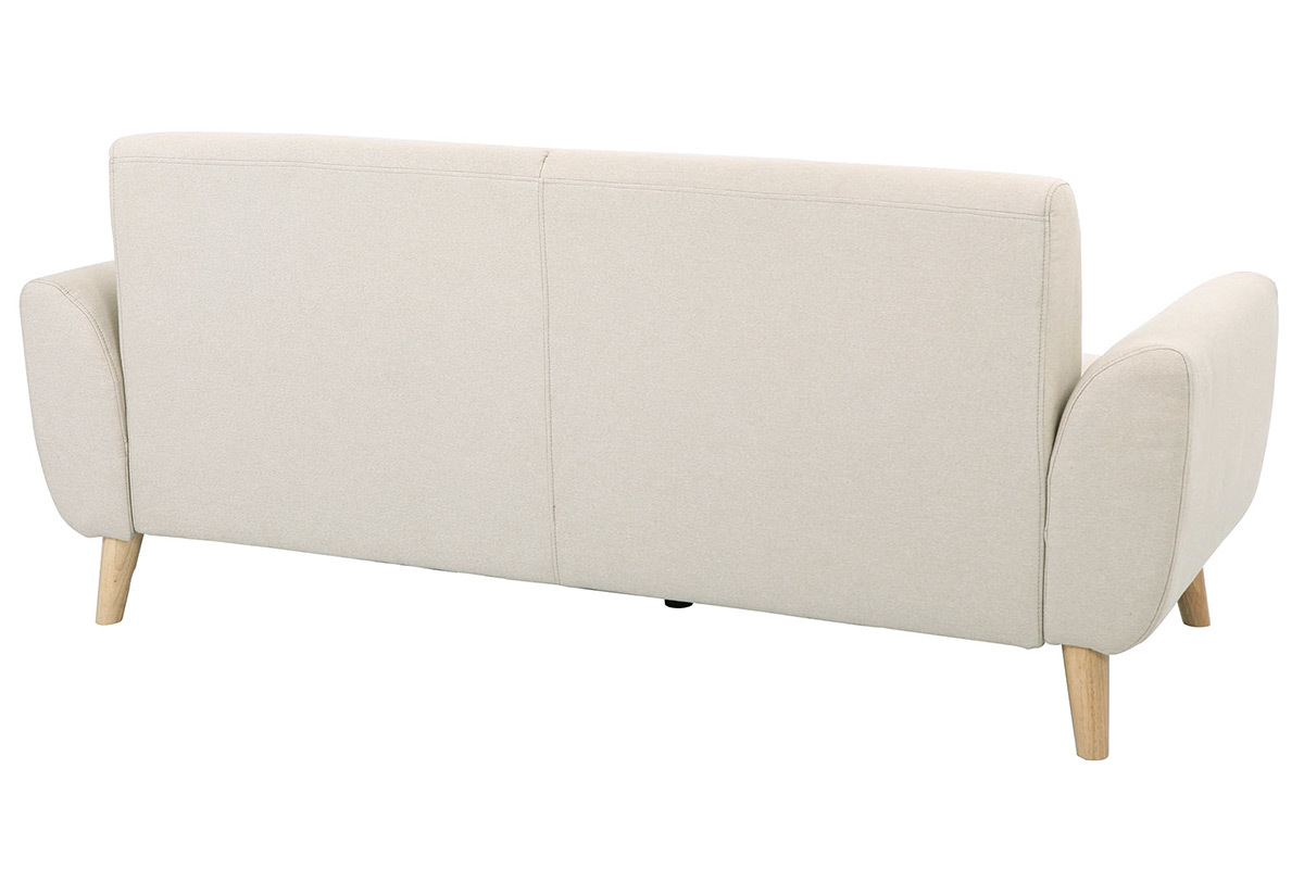 Design-Sofa 3 Pltze Stoff naturfarben Eichenbeine EKTOR