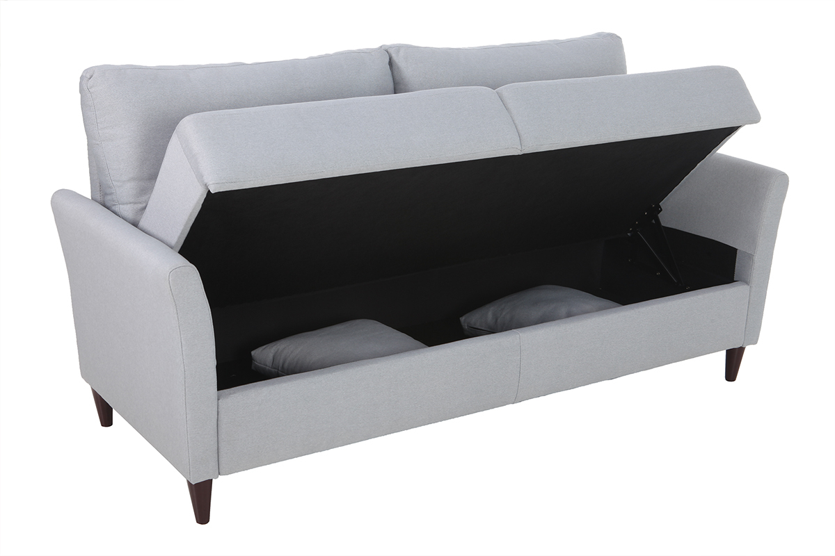 Design-Sofa 3-Sitzer aus hellgrauem Stoff mit Stauraum MEDLEY