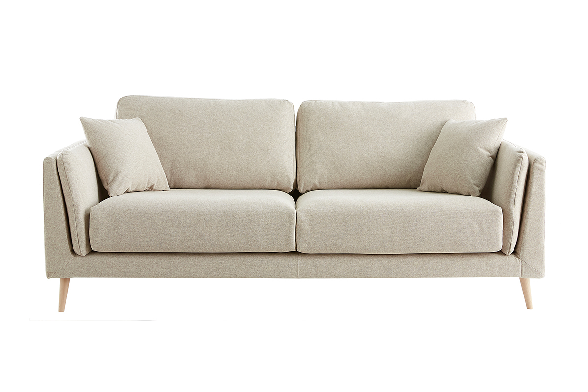 Design-Sofa 3-Sitzer aus naturbeigem Stoff VOGUE