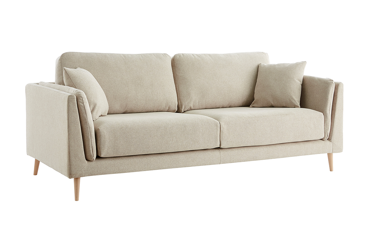 Design-Sofa 3-Sitzer aus naturbeigem Stoff VOGUE