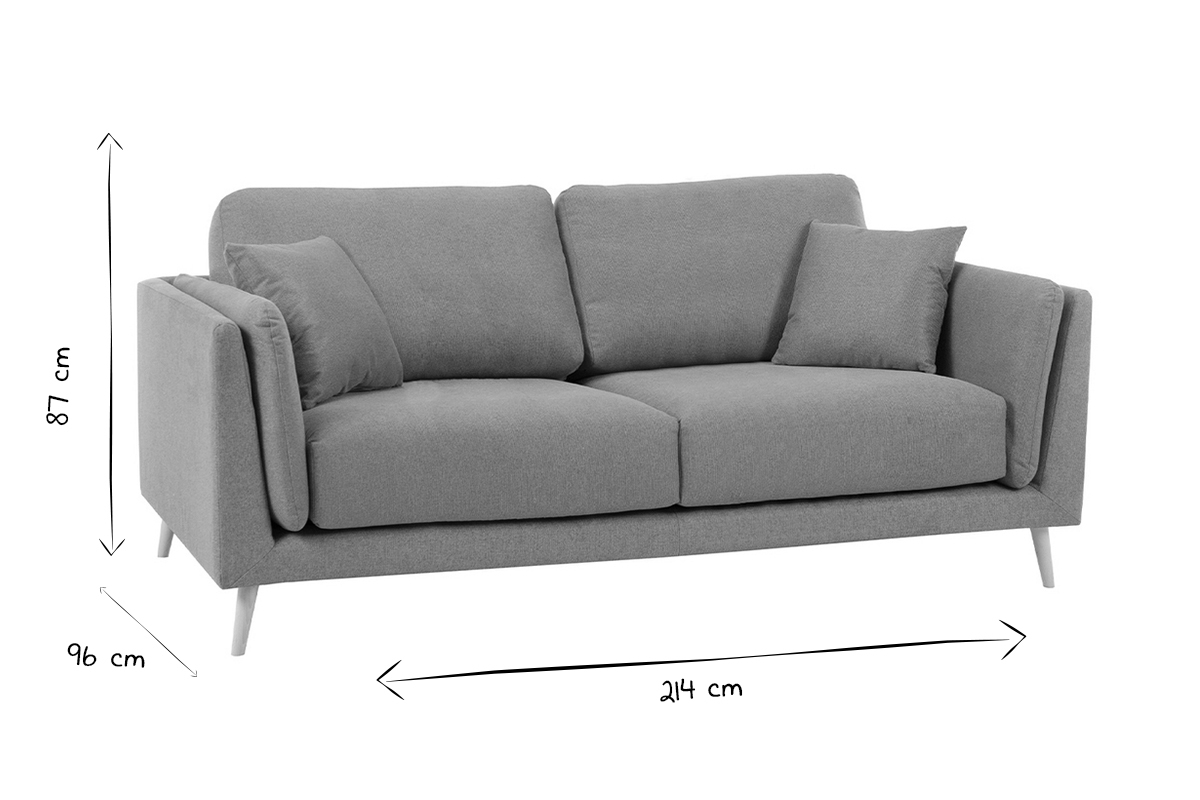 Design-Sofa 3-Sitzer aus naturbeigem Stoff VOGUE