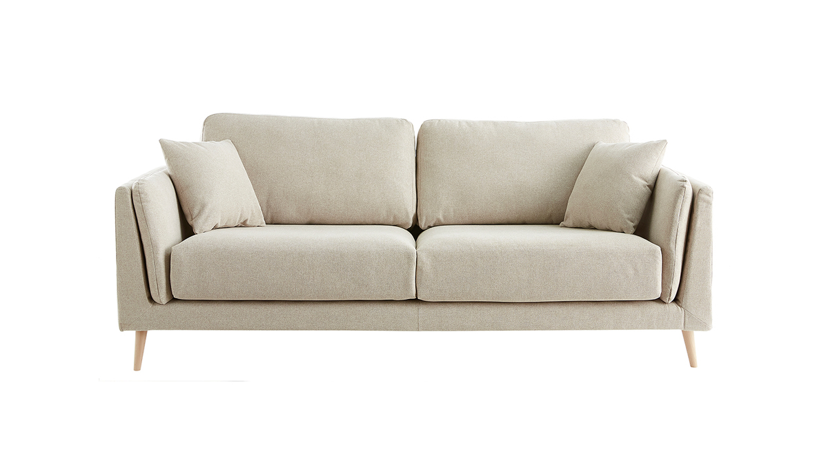 Design-Sofa 3-Sitzer aus naturbeigem Stoff VOGUE