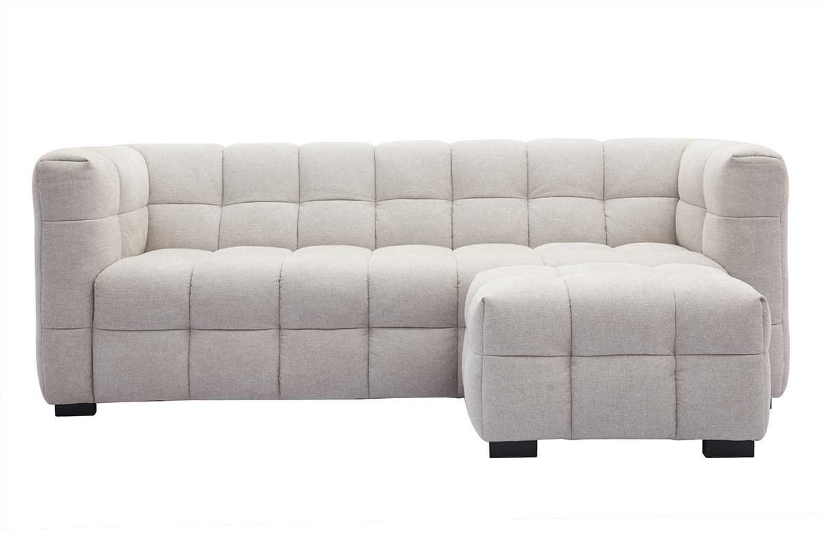 Design-Sofa 3-Sitzer mit Fusttze aus beigem Stoff im Samtdesign CORTO