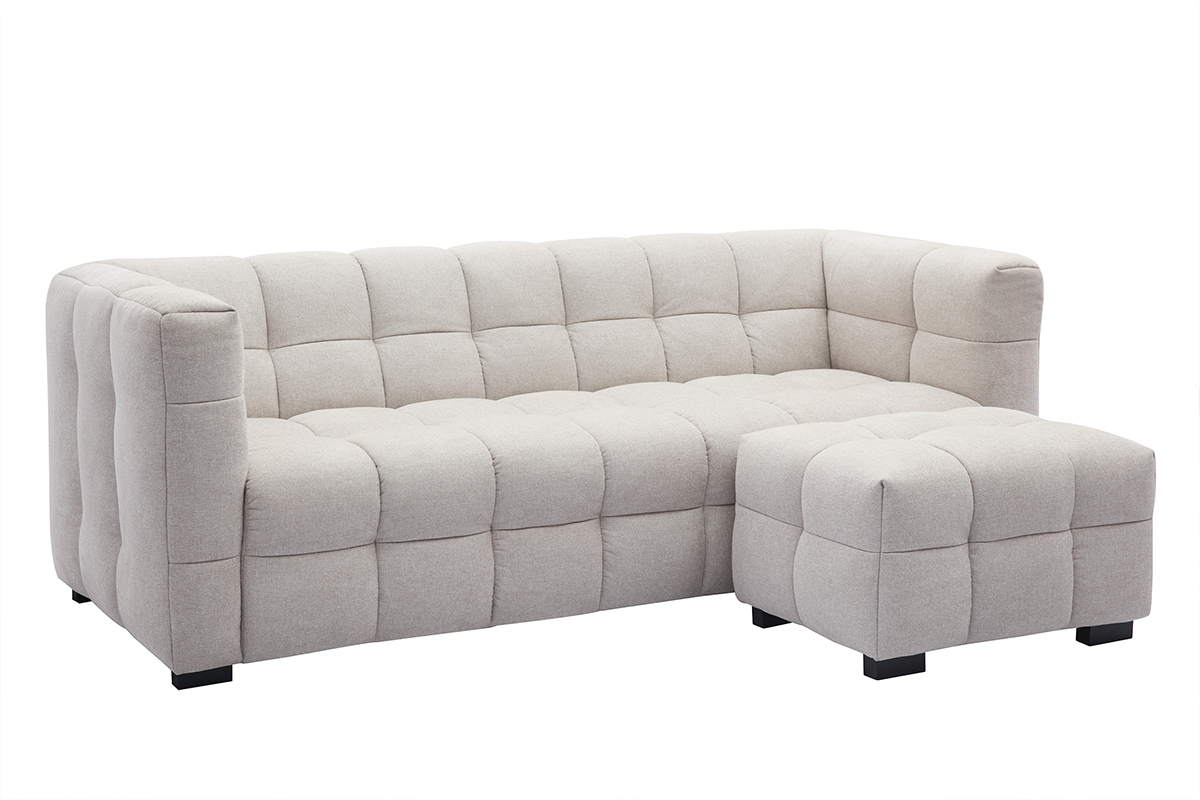 Design-Sofa 3-Sitzer mit Fusttze aus beigem Stoff im Samtdesign CORTO