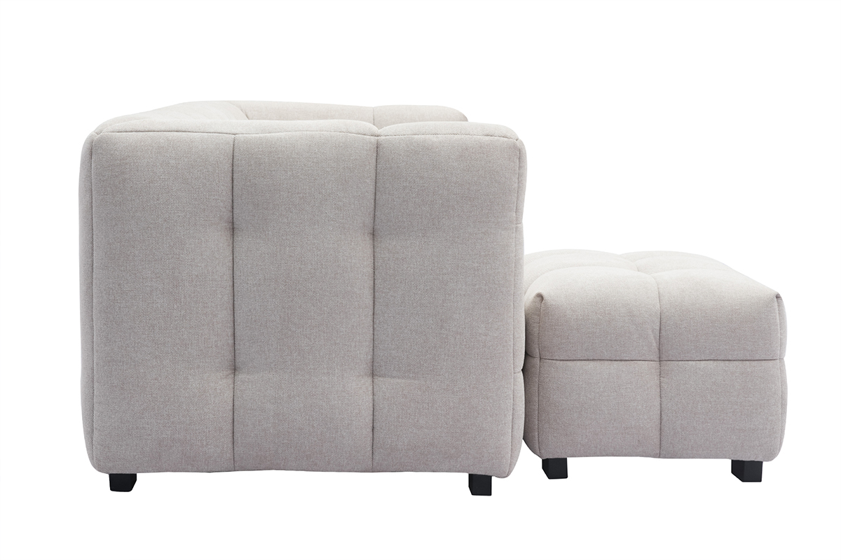 Design-Sofa 3-Sitzer mit Fusttze aus beigem Stoff im Samtdesign CORTO