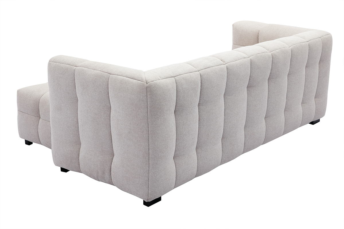 Design-Sofa 3-Sitzer mit Fusttze aus beigem Stoff im Samtdesign CORTO