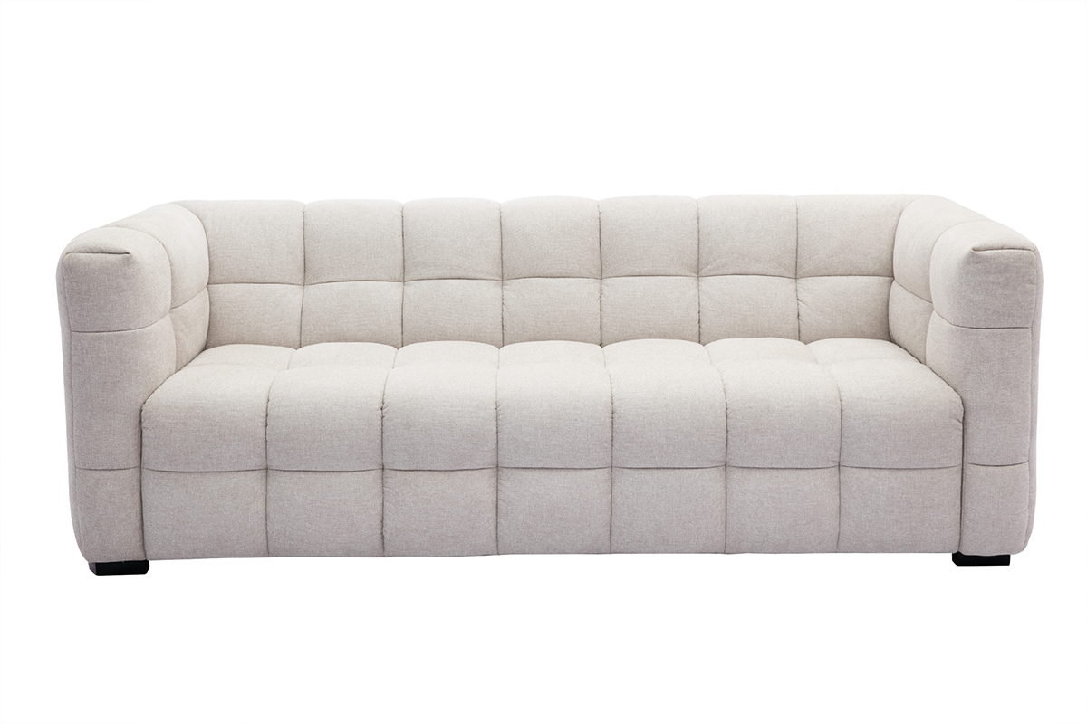 Design-Sofa 3-Sitzer mit Fusttze aus beigem Stoff im Samtdesign CORTO