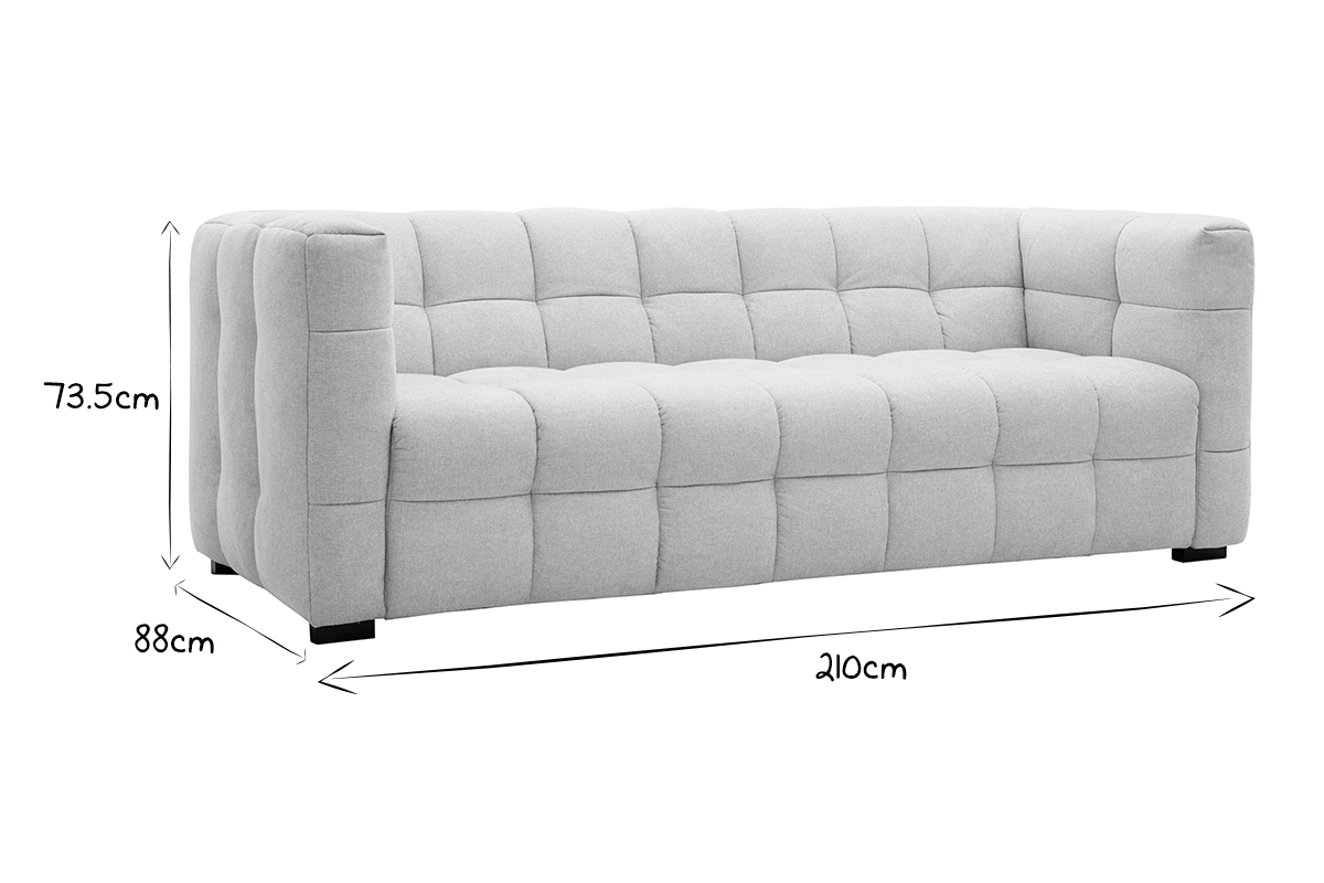 Design-Sofa 3-Sitzer mit Fusttze aus beigem Stoff im Samtdesign CORTO