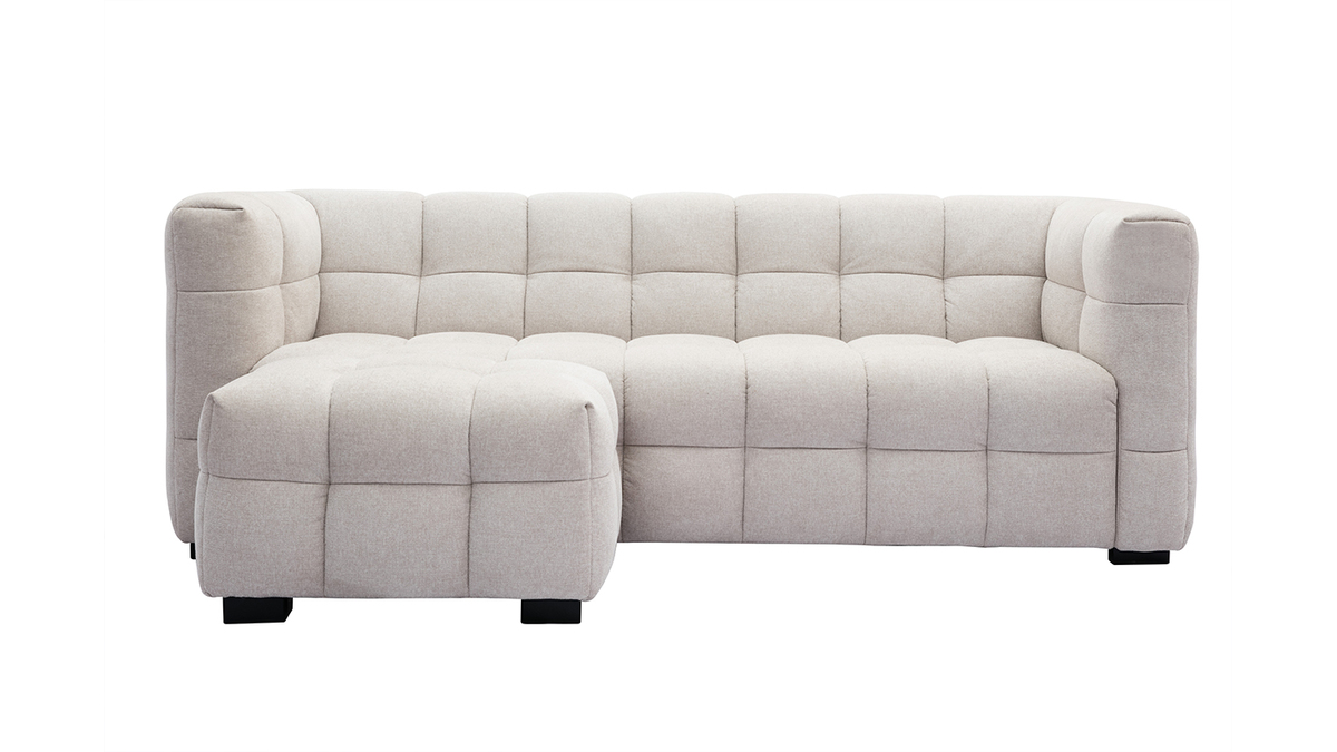 Design-Sofa 3-Sitzer mit Fusttze aus beigem Stoff im Samtdesign CORTO