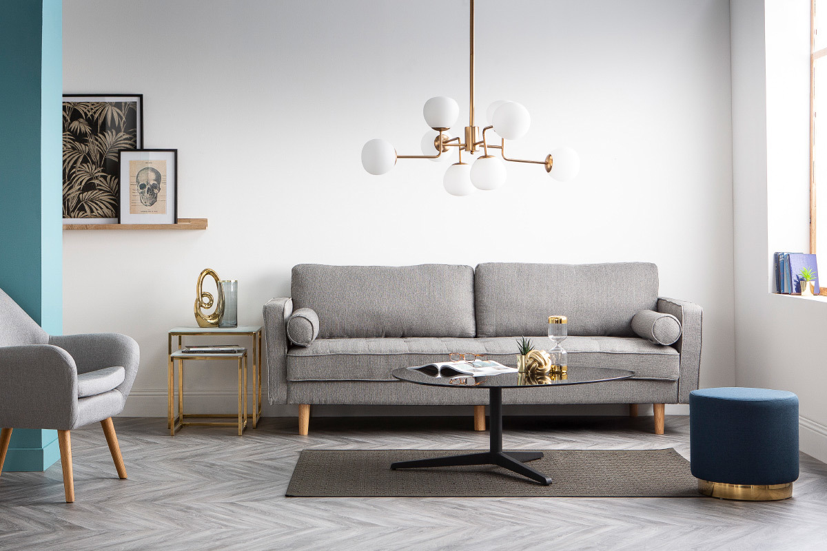 Design-Sofa - 3?4 Pltze - Velours Nachtblau - IMPERIAL