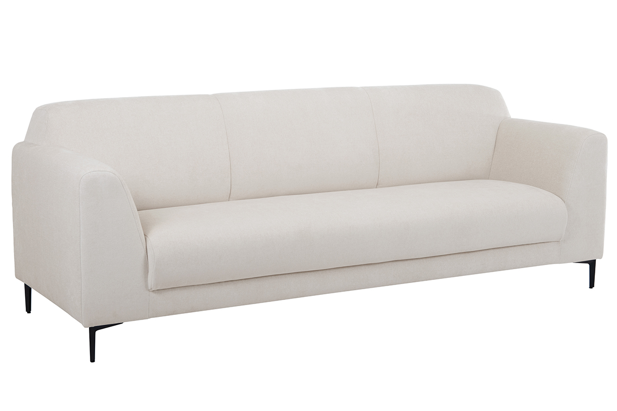 Design-Sofa aus beigem Stoff mit schwarzem Metall 4-Sitzer ALOWISS