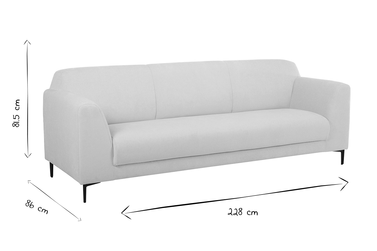 Design-Sofa aus beigem Stoff mit schwarzem Metall 4-Sitzer ALOWISS