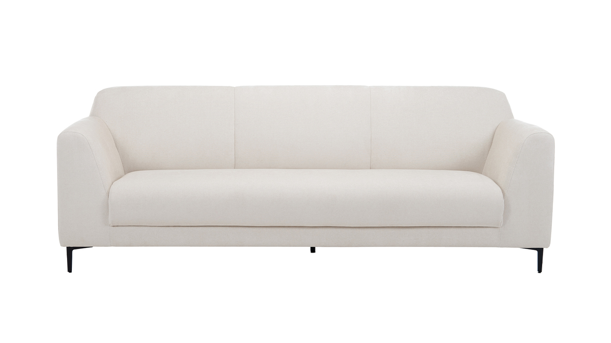 Design-Sofa aus beigem Stoff mit schwarzem Metall 4-Sitzer ALOWISS