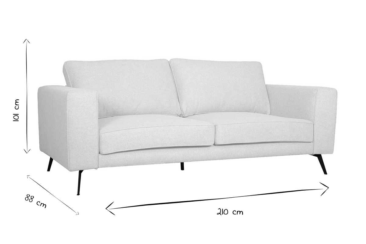 Design-Sofa aus grauem Stoff mit schwarzem Metall 4-Sitzer OSMANN