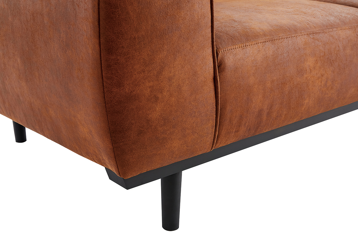 Design-Sofa aus Leder in Antikoptik Cognacbraun 2/3-Sitzer MORRIS