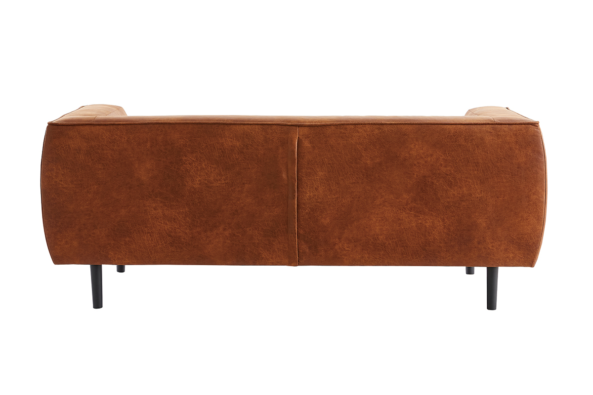 Design-Sofa aus Leder in Antikoptik Cognacbraun 2/3-Sitzer MORRIS