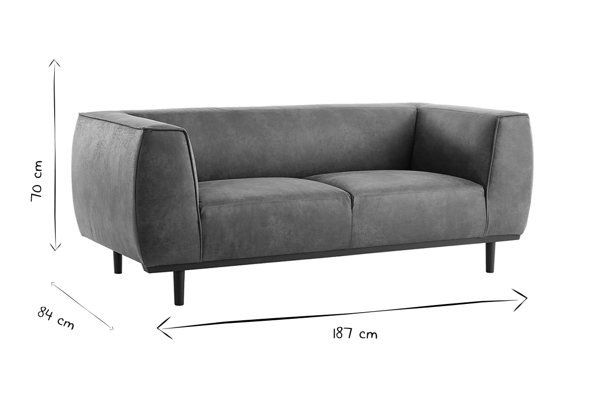 Design-Sofa aus Leder in Antikoptik Cognacbraun 2/3-Sitzer MORRIS