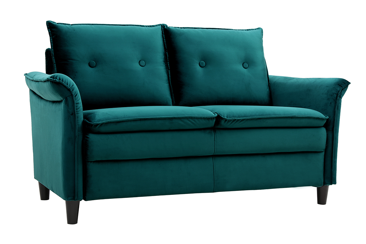 Design-Sofa aus Samt Petrolblau 2 Pltze CLIFF