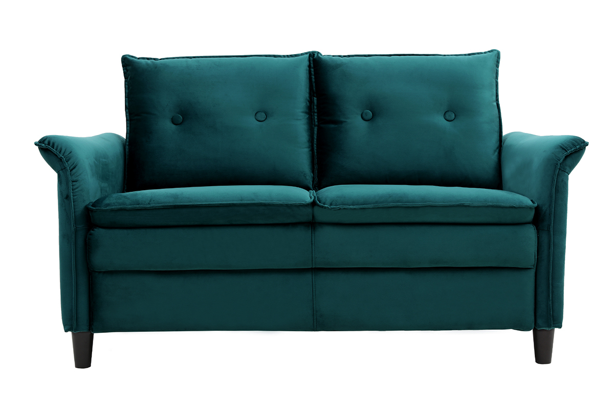 Design-Sofa aus Samt Petrolblau 2 Pltze CLIFF