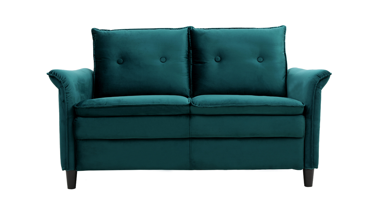 Design-Sofa aus Samt Petrolblau 2 Pltze CLIFF