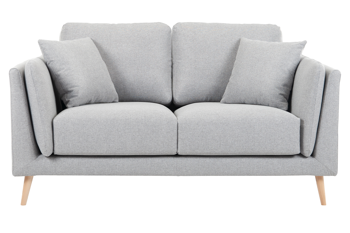 Design-Sofa hellgrauer Stoff 2-Sitzer VOGUE