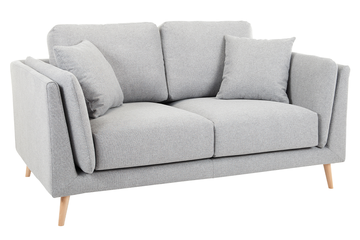 Design-Sofa hellgrauer Stoff 2-Sitzer VOGUE