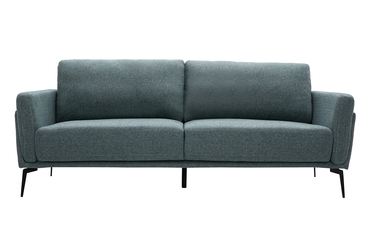 Design-Sofa im graugrnen Samtdesign mit schwarzem Metallfu 3-Sitzer MOSCO