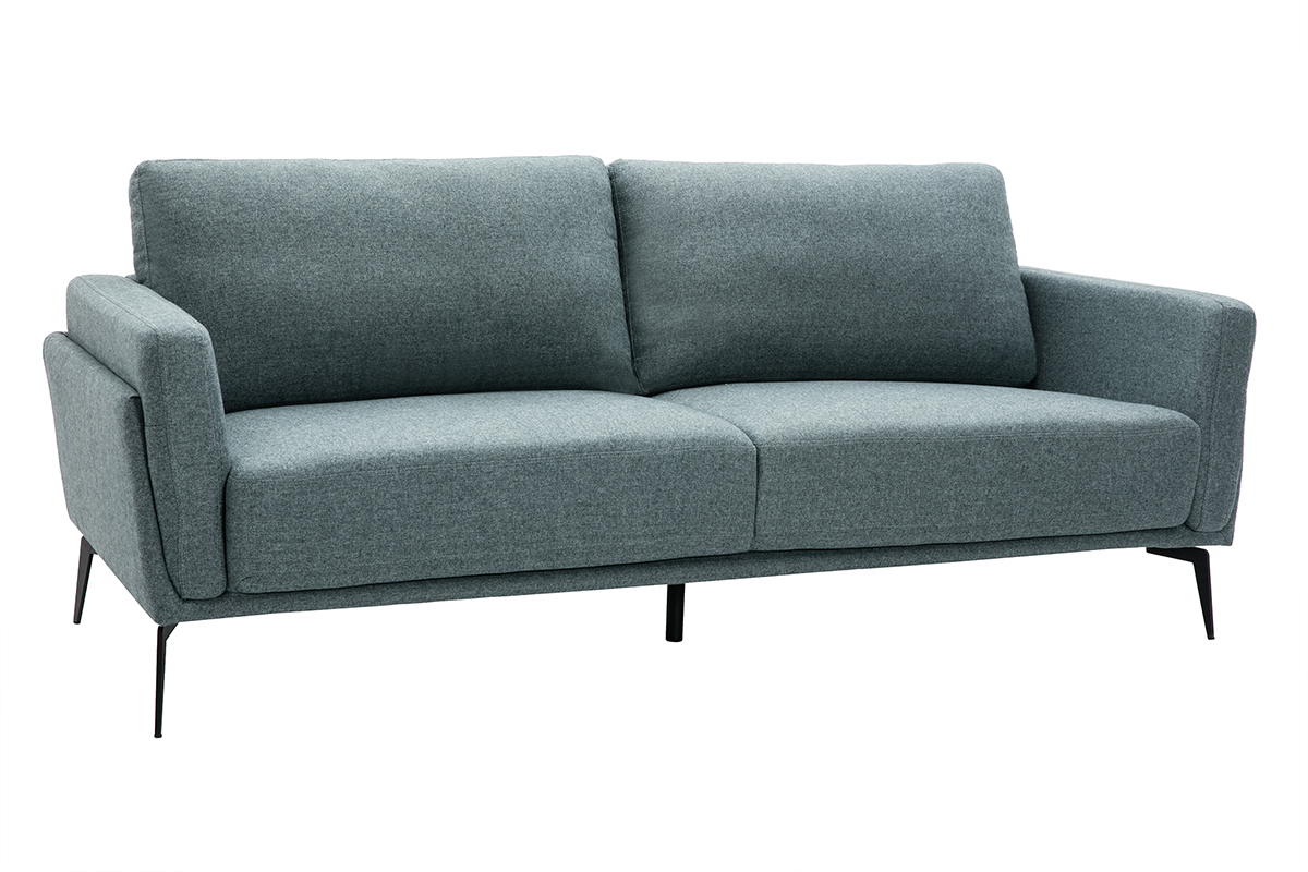 Design-Sofa im graugrnen Samtdesign mit schwarzem Metallfu 3-Sitzer MOSCO