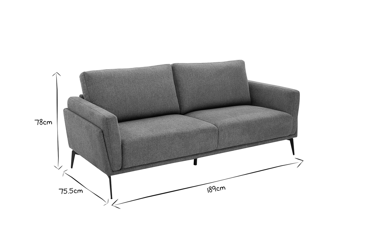 Design-Sofa im graugrnen Samtdesign mit schwarzem Metallfu 3-Sitzer MOSCO