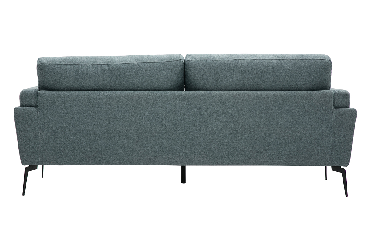 Design-Sofa im graugrnen Samtdesign mit schwarzem Metallfu 3-Sitzer MOSCO