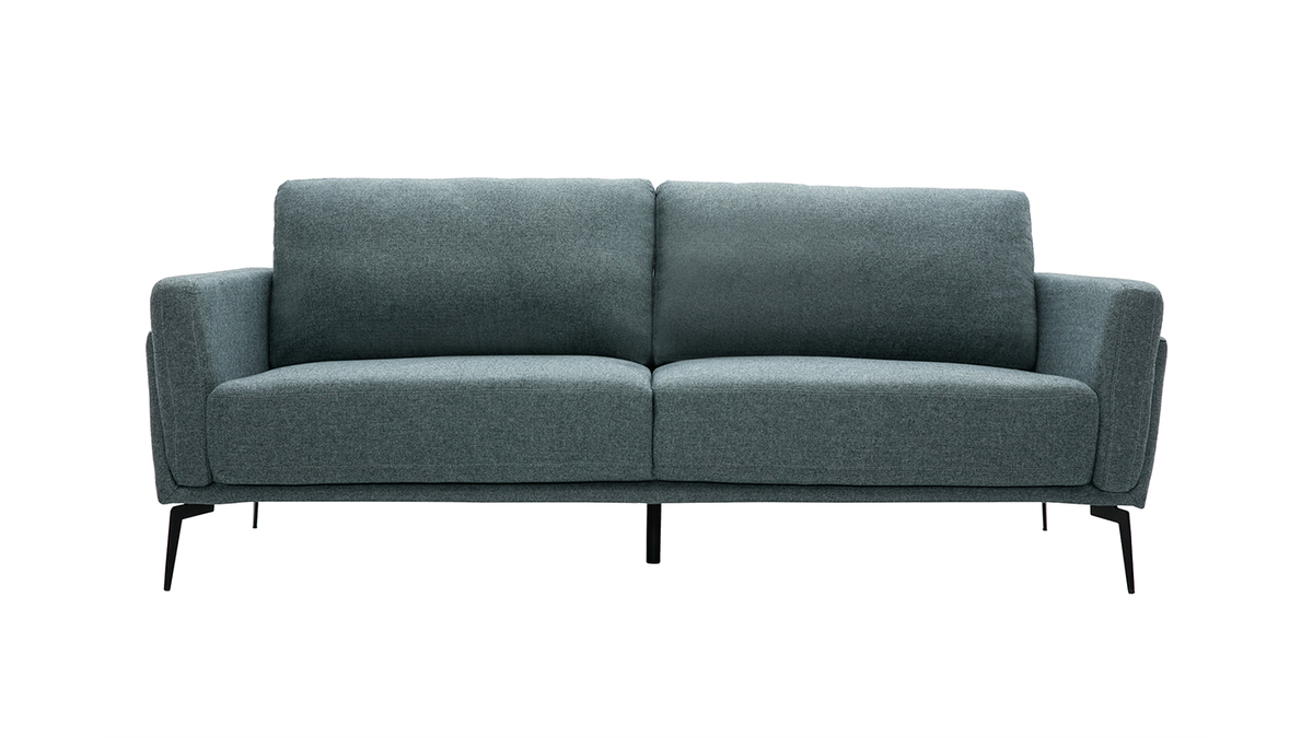 Design-Sofa im graugrnen Samtdesign mit schwarzem Metallfu 3-Sitzer MOSCO