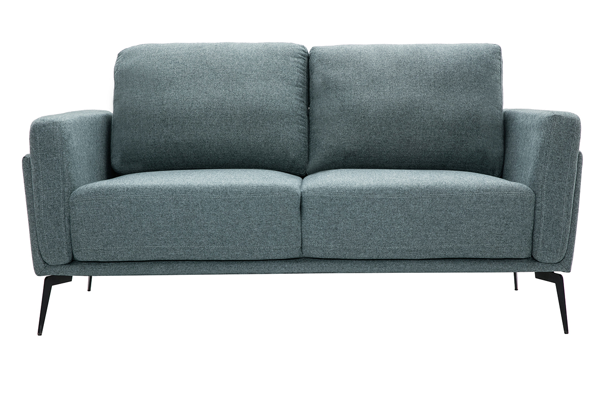 Design-Sofa im grngrauem Samtdesign mit schwarzem Metallfu 2-Sitzer MOSCO