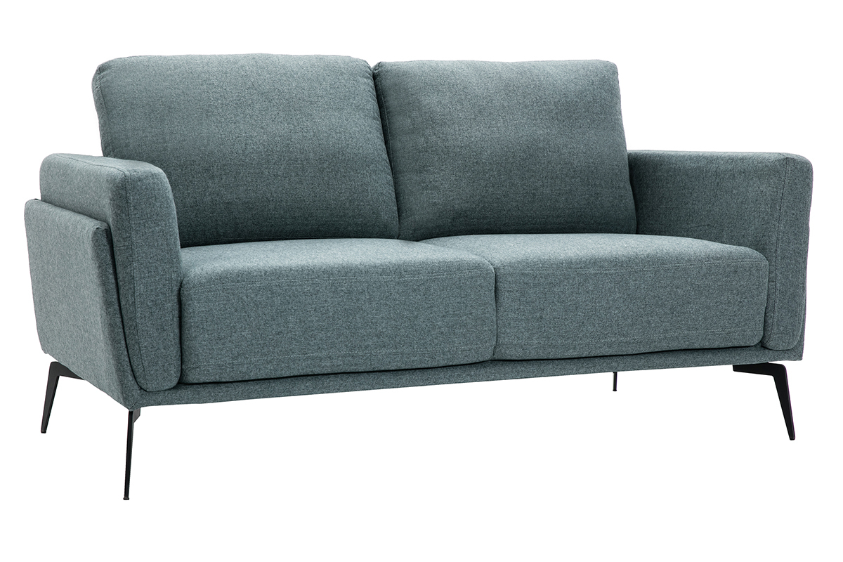 Design-Sofa im grngrauem Samtdesign mit schwarzem Metallfu 2-Sitzer MOSCO