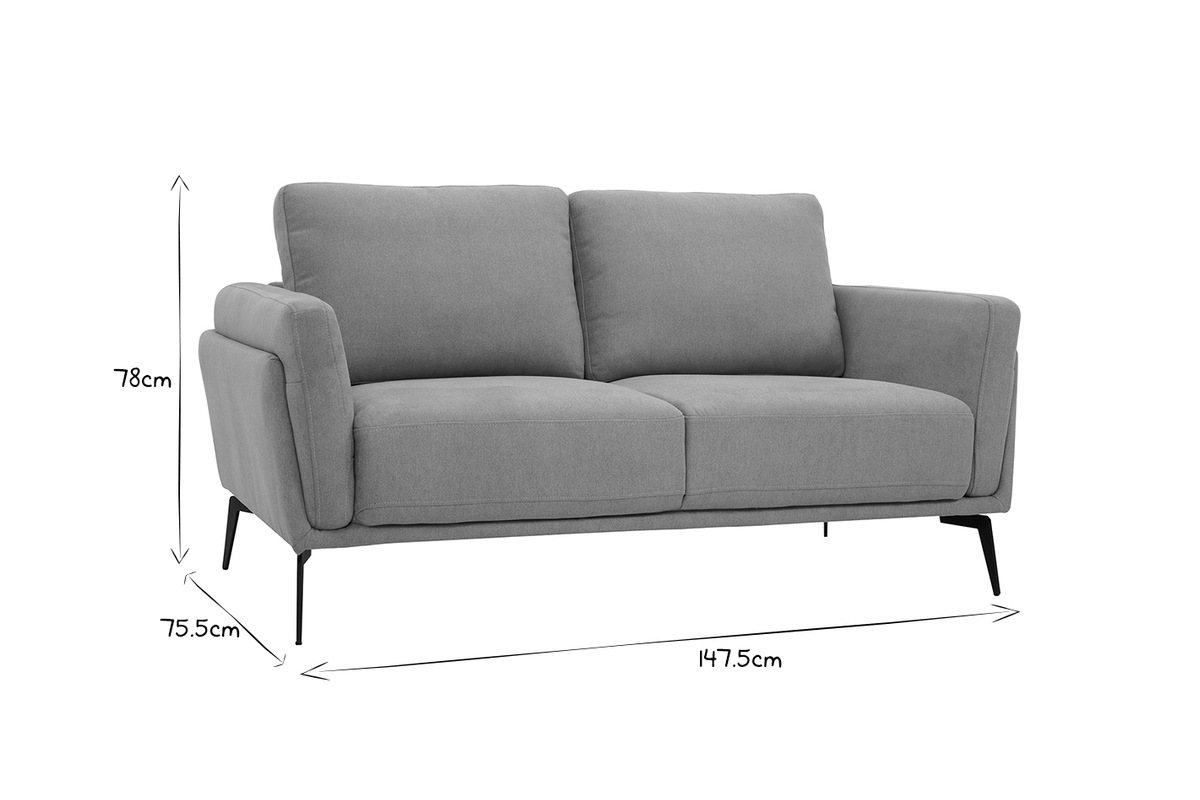 Design-Sofa im grngrauem Samtdesign mit schwarzem Metallfu 2-Sitzer MOSCO