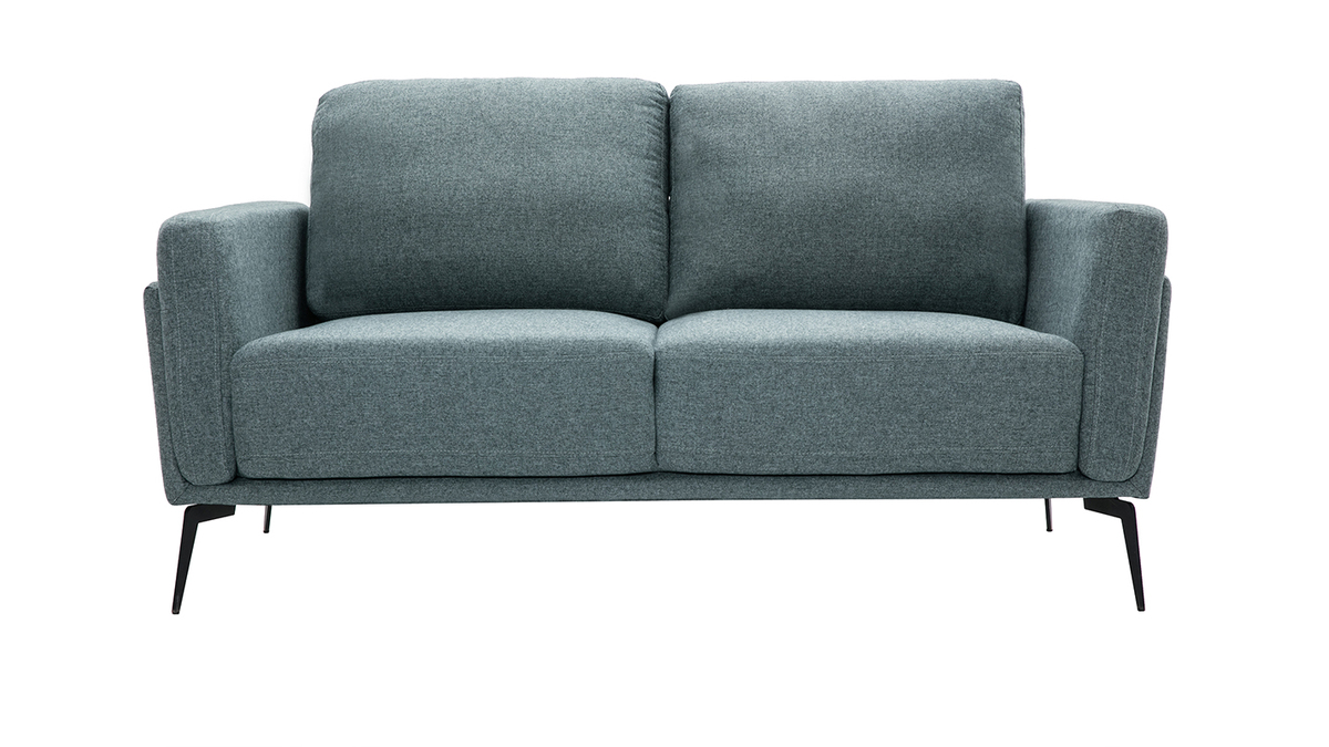 Design-Sofa im grngrauem Samtdesign mit schwarzem Metallfu 2-Sitzer MOSCO