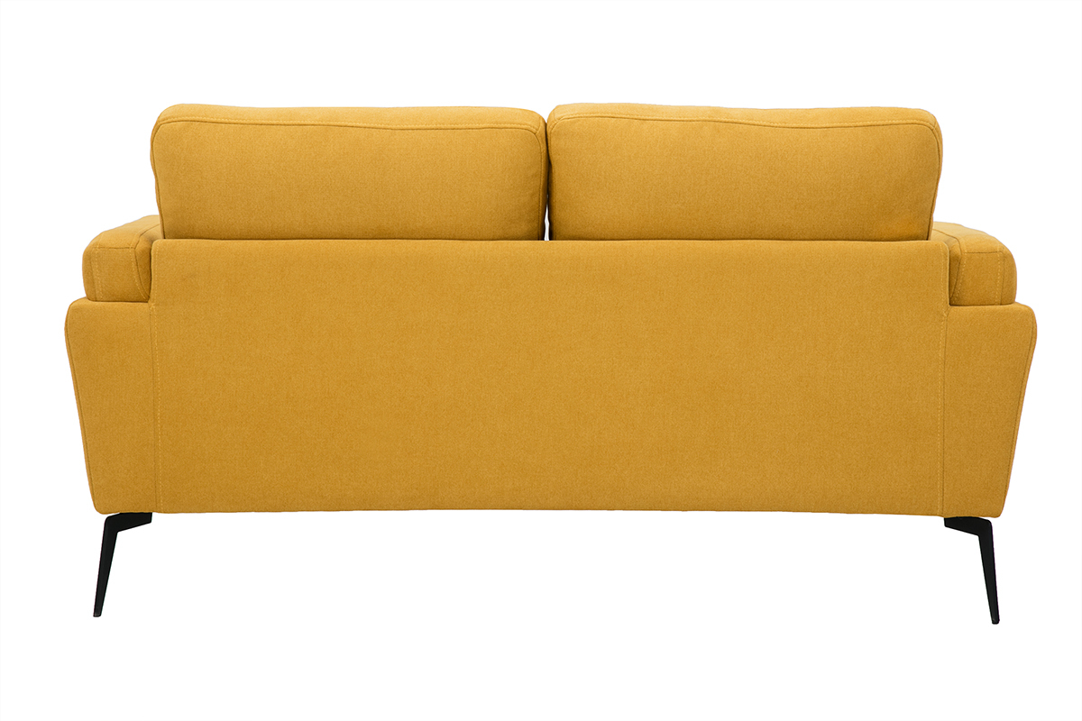 Design-Sofa im senfgelbem Samtdesign mit schwarzem Metallfu 2-Sitzer MOSCO