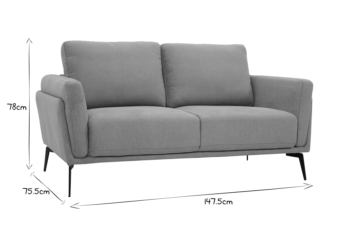 Design-Sofa im senfgelbem Samtdesign mit schwarzem Metallfu 2-Sitzer MOSCO