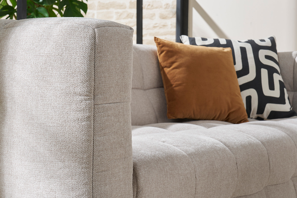 Design-Sofa mit beigem Stoff im Samtdesign 3-Sitzer CORTO