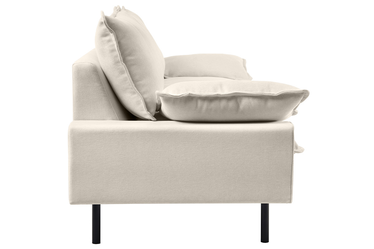 Design-Sofa mit beigem Stoff im Samtdesign und schwarzem Metall 3-Sitzer DORY