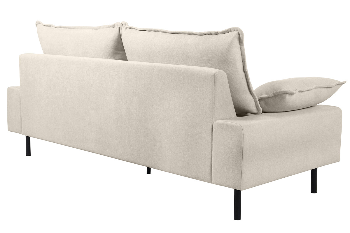 Design-Sofa mit beigem Stoff im Samtdesign und schwarzem Metall 3-Sitzer DORY