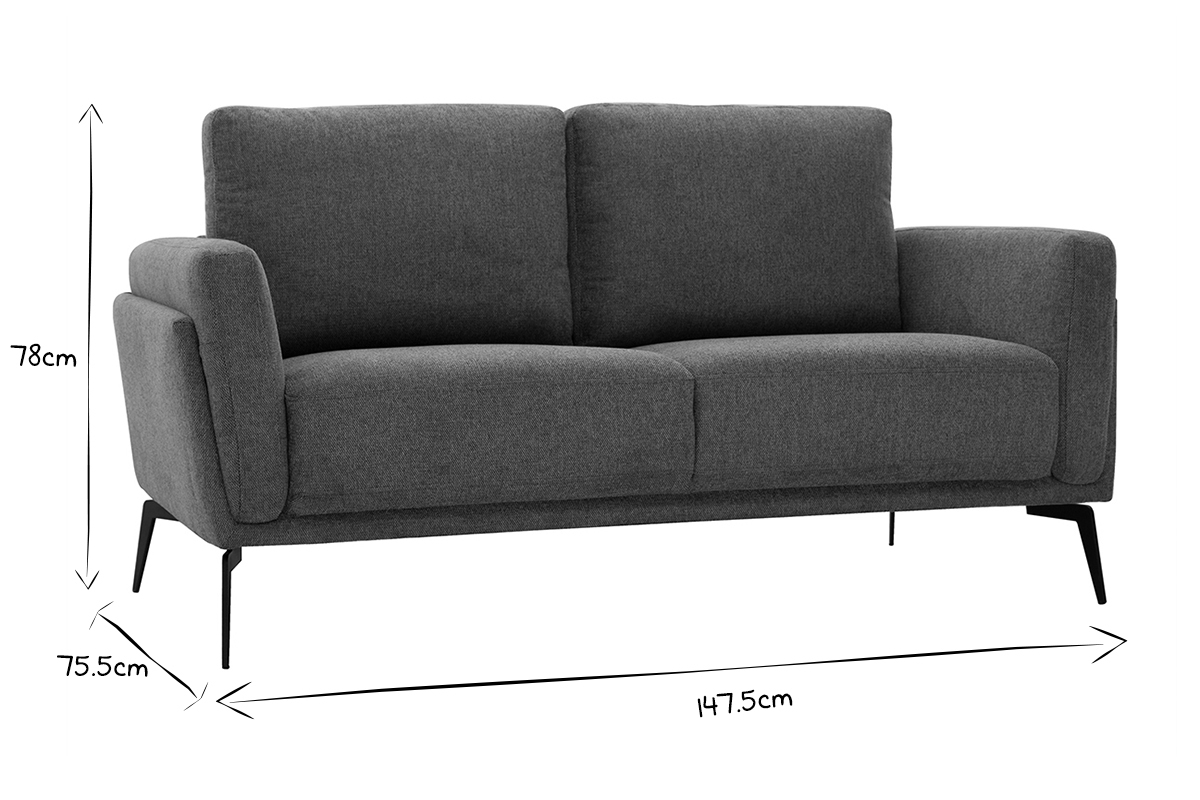 Design-Sofa mit grauem Stoff im Samtdesign 2-Sitzer MOSCO