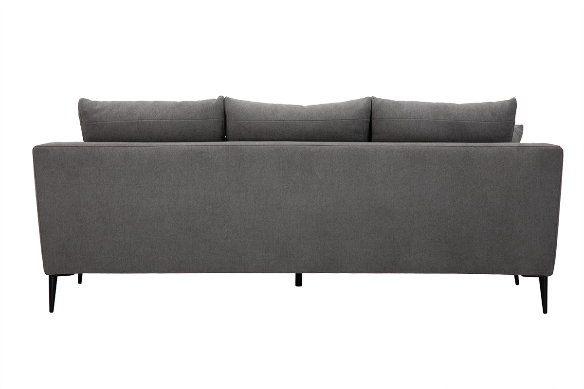 Design-Sofa mit grauem Stoff im Samtdesign und schwarzem Metall 3-Sitzer JERRY