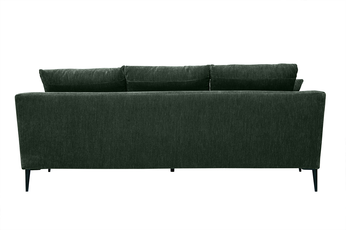 Design-Sofa mit khakifarbenem Stoff im Samtdesign und schwarzem Metall 3-Sitzer JERRY