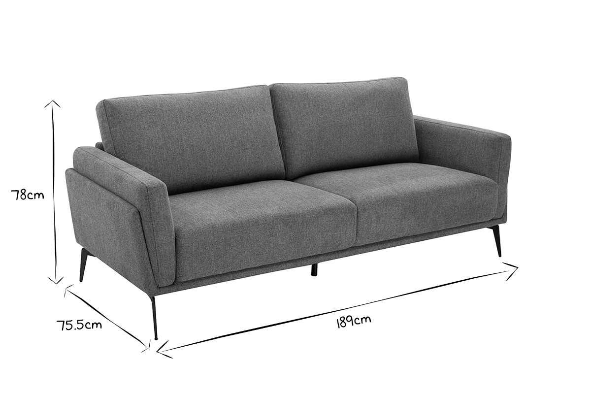 Design-Sofa mit Stoff im Samtdesign Grau 3-Sitzer MOSCO