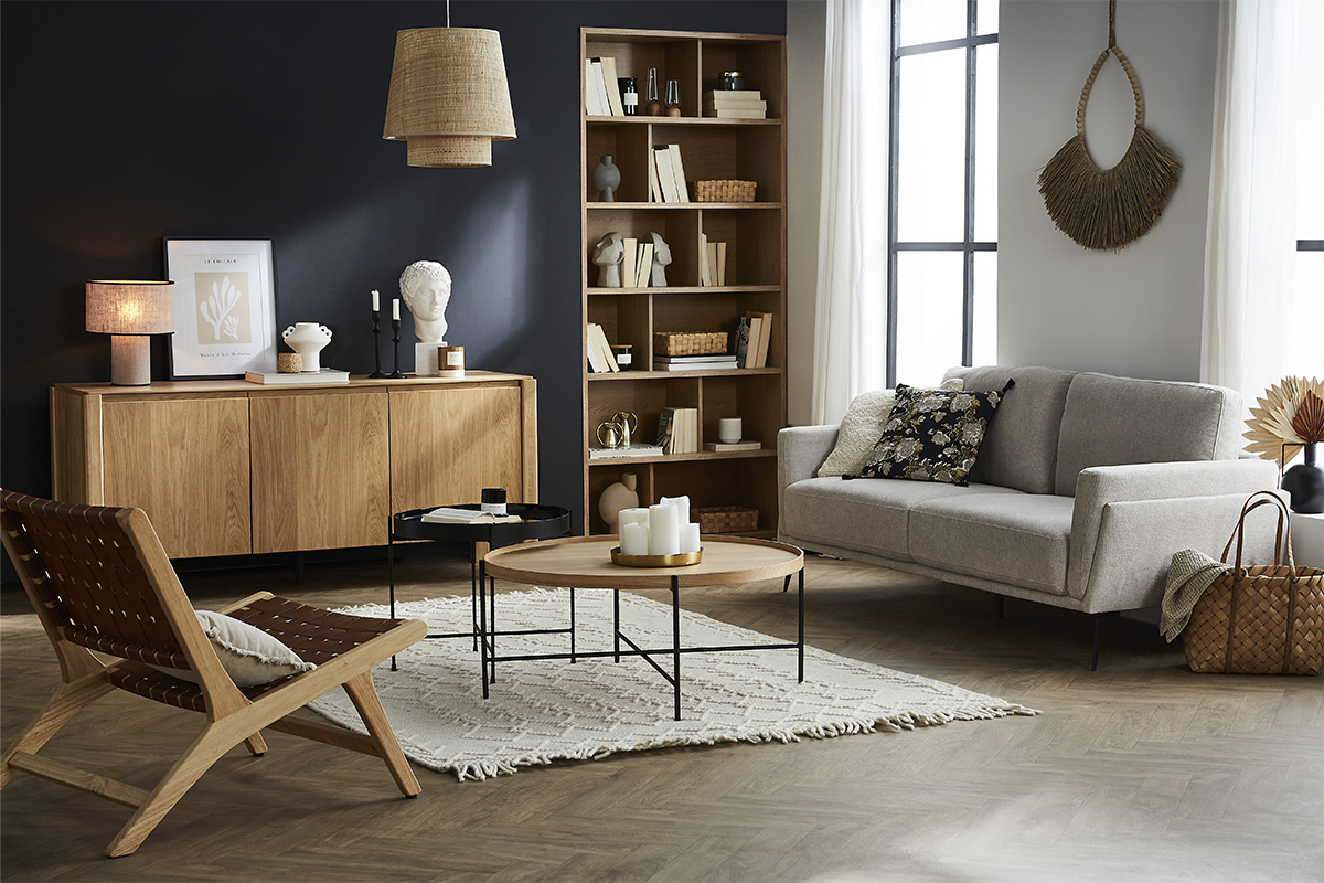 Design-Sofa mit Stoff im Samtdesign Grau 3-Sitzer MOSCO