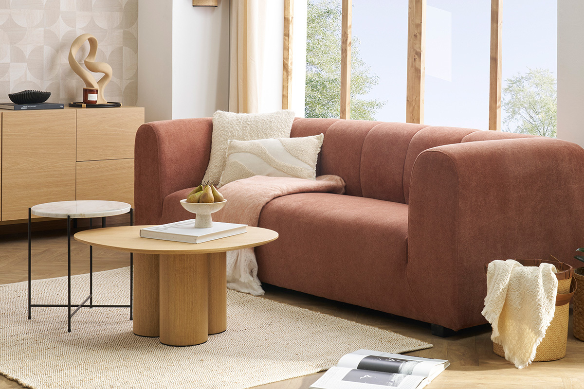 Design-Sofa mit Stoff im Samtdesign Terracotta 3-4-Sitzer OLIVEIRO