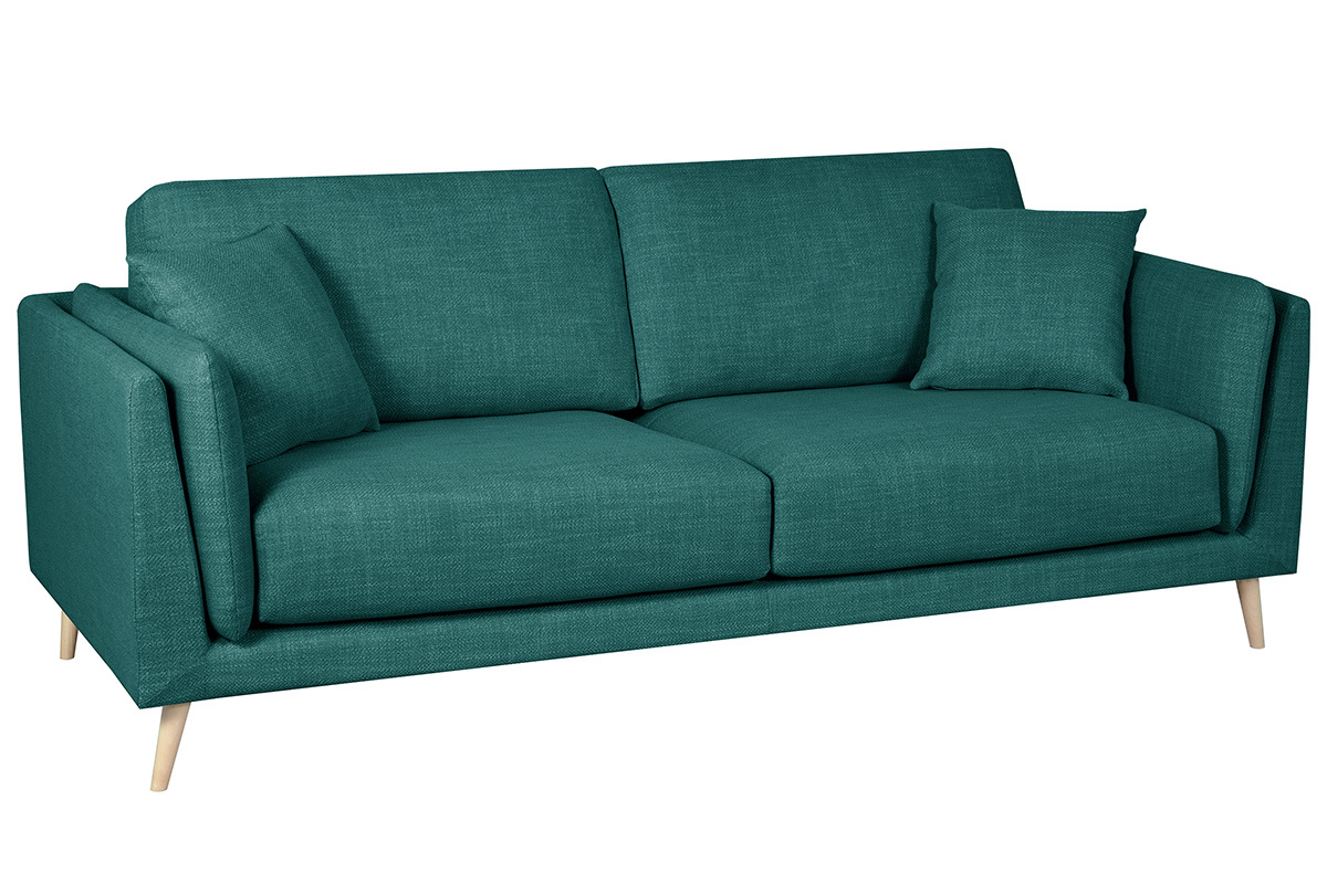 Design-Sofa pfauenblauem Stoff 3-Sitzer VOGUE